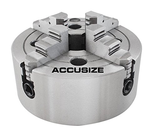 Accusize Industrial Tools 6'' 4-Jaw Independent Lathe Chucks, Plain Back, Semi-Steel Body, Including 1 Set Of Reversible Jaws, 0557-0006 Accusize Industrial Tools