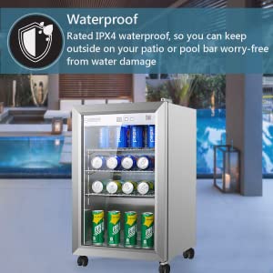 Equator 2.3cf Outdoor/Indoor Refrigerator IPX4 SS Builtin/FS 85 Cans Quiet 42dB Equator