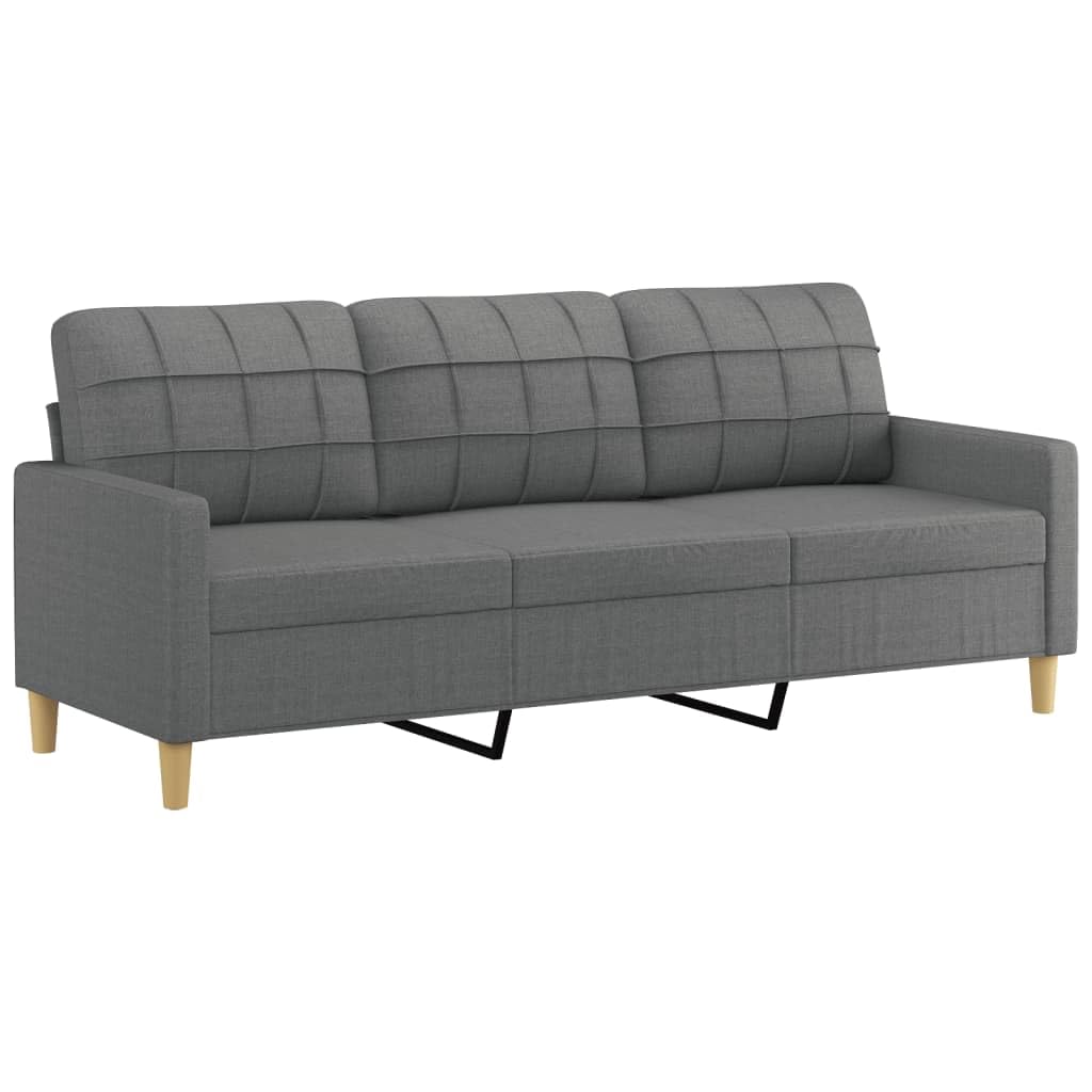 vidaXL Dark Gray 3-Piece Sofa Set Including Single Chair, 2-Seater, 3-Seater with Padded Cushions, Armrests and Back Pillows vidaXL