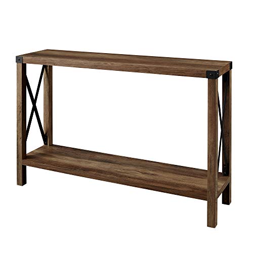 Walker Edison Sedalia Modern Farmhouse Metal X Entry Table, 46 Inch, Rustic Oak Walker Edison