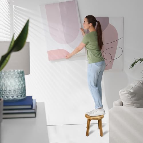 ARROWSTONE Round Stool Acacia Wood, 12" Height, 11" Round Top, Backless, Easy Assembly, Natural Wax Finish, Wooden Stool for Plant, Dining Room, Living Room, Garden, Makeup ARROWSTONE