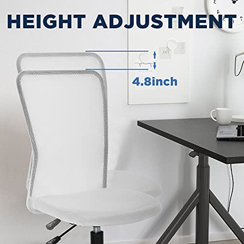 FDW Home Office Chair Mid Back Mesh Desk Chair Armless Computer Ergonomic Task Rolling Swivel Chair Back Support Adjustable Modern with Lumbar Support,White FDW