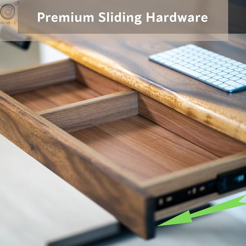 Solid Walnut Wood Under Desk Drawer Attachment, Heavy-Duty Storage Drawer with Premium Hardware – Easy to Install, Fits Most Standing & Computer Desks – 30" x 10" x 2.5" Modern Wood Style