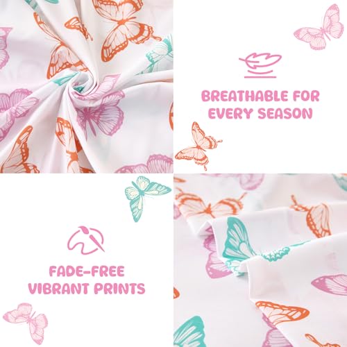 MICORAL Kids Twin Sheet Set Butterfly, 3 Pieces Sheets for Boys & Girls, Soft Printed Microfiber Bed Sheets, Deep Pocket Cozy Toddler Bedding Set MICORAL