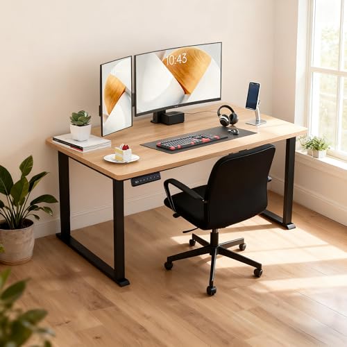 Fromann Electric Standing Desk Frame, 4-Leg Dual Motor Adjustable Standing Desk Legs for Max 70'' x 29.5'' Desktop,Heavy Duty 220lb Load Capacity for Home Office, Frame Only Fromann