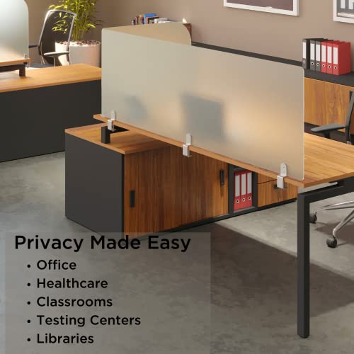 Desk Divider for Students and Desk Privacy Panel. Office Partitions and Ideal Cubicle Light Shield. Frosted Acrylic Clamp-on Desk Partition - 17” W x 18”H Divider VaRoom