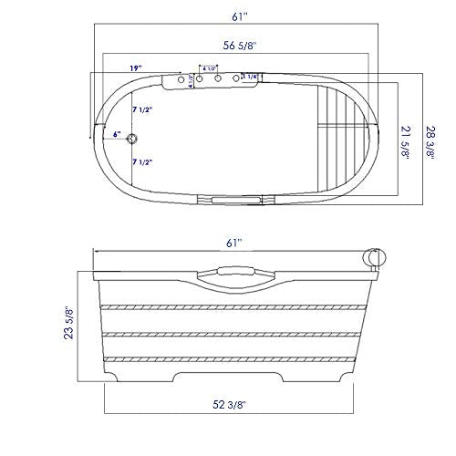ALFI brand AB1136 61-Inch Free Standing Cedar Wood Bath Tub with Chrome Tub Filler ALFI brand