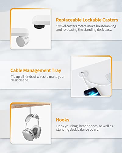 CubiCubi Electric Standing Desk, 63 x 24 Inches Height Adjustable Sit Stand Desk, Ergonomic Home Office Computer Workstation, White CubiCubi