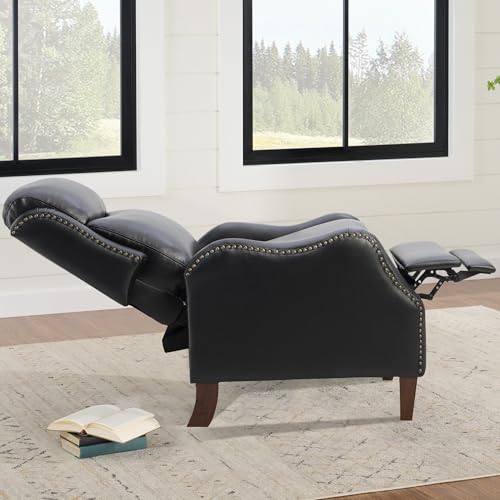 KISLOT Leather Pushback Recliner Faux Armchair with Rivet Decoration Single Sofa Accent Chair for Living Room Bedroom