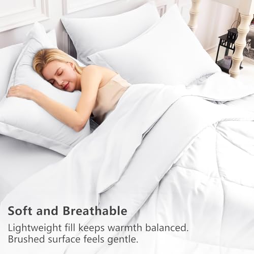 CozyLux Full Size Comforter Sets White - 7 Pieces Bed in a Bag Full, Luxury Soft Bed Set for All Seasons, Bedding Set with Down Alternative Comforter, Sheets, Pillowcases & Shams CozyLux