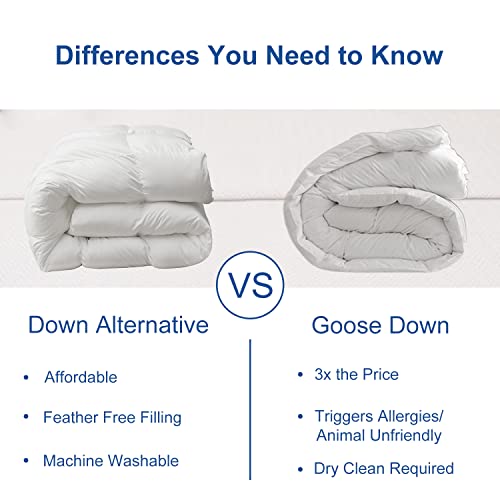 MH MYLUNE HOME Down Alternative Comforter Queen Size, Winter Warm Duvet Insert Fluffy Bed Comforter Insert White Baffle Box Stitched with Corner Tabs, Queen MH MYLUNE HOME