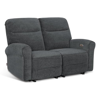 MCombo 64.6" Wall Hugger Power Loveseat Recliner Sofa with USB Ports, Reclining Loveseat for Small Spaces Living Room RV, Fabric PR635M1 (Dark Grey)