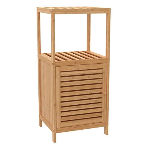 ClosetMaid Bamboo Storage, Freestanding Floor Cabinet with Single Door, 3 Shelves, for Bathroom, Living Room, Slide Table, Natural Finish ClosetMaid