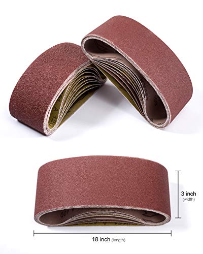 S SATC 3x18 Sanding Belts 20PCS Belt Sander Paper Aluminum Oxide (3 Each of 60/80/120/150/240/400 Grits & 2 of 40 Grits) Ideal for Wood Metal Paint S SATC