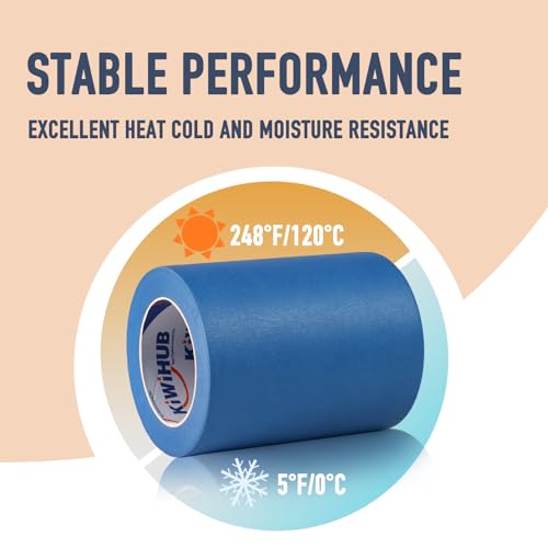 KIWIHUB Wide Blue Painters Tape, 3in x 55Y, Blue Masking Tape for Painting, Laser Cutting/Engraving & 3D Printing, 21-Day Clean Removal KIWIHUB