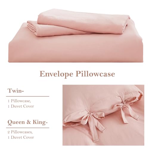 annadaif Pink Duvet Cover Full (79x90 Inch), 3 Pieces (2 Pillowcases, 1 Duvet Cover) Ultra Soft Bowknot Duvet Cover Set, Easy Care Bedding Set for Men, Women (NO Comforter) annadaif