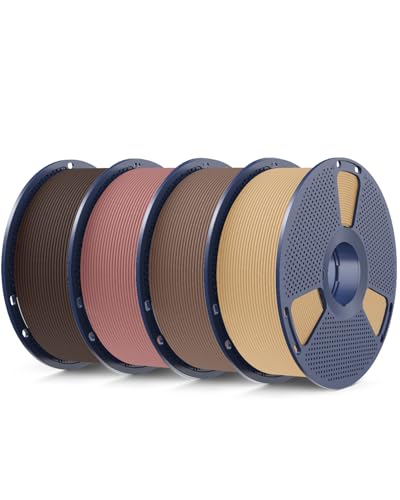 SUNLU Wood PLA Filament Bundle 1.75mm 4KG, Real Wood Fiber Added 3D Printer Filament, 4 pcs 1kg Spool(2.2lbs) Natural Wood Texture & Scent, Clog-Free, Fits for Most FDM 3D Printers