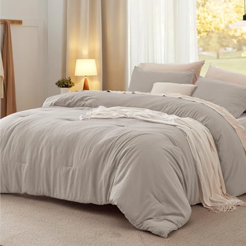 Bedsure Twin/Twin XL Comforter Set, Linen Soft Prewashed Bedding for All Seasons, 2 Pieces GentleSoft™ Bed Set, 1 Lightweight Comforter (68"x88") and 1 Pillowcase (20"x26") Bedsure