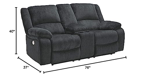 Signature Design by Ashley Draycoll Power Double Reclining Loveseat with Storage Console & USB Plug, Dark Gray Signature Design by Ashley