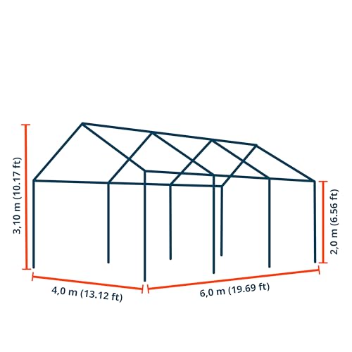 TOOLPORT Party Tent 13x20 ft Canopy PE 350 N Tarpaulin 100% Waterproof White Garden Tent TOOLPORT