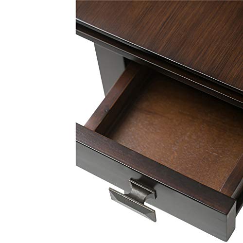 SIMPLIHOME Artisan SOLID WOOD 14 inch wide Rectangle Narrow End Side Table in Russet Brown with Storage, 1 Drawer, for the Living Room and Bedroom SIMPLIHOME