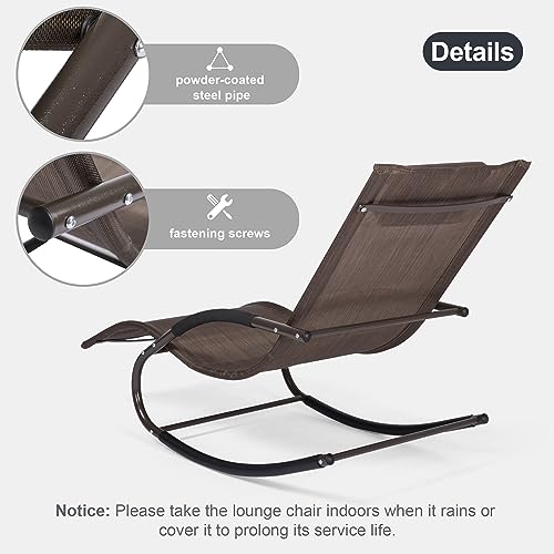 mansion home Lounge Chairs, Chaise Lounges with Detachable Pillow for Patio, Lawn, Pool, Outdoor Lounge Chairs Set of 2, Brown