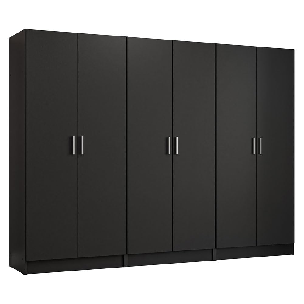Madesa 6 Doors Storage Cabinet with Ample Shelves Space 94" L Utility Armoire Closet Entryway and Bedroom Organization Unit - Black Madesa
