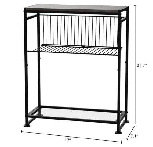 Dulcii Small Side Table for Small Spaces - Slim End Table with Magazine Holder Narrow End Table Living Room - Skinny Bedside Table Nightstand Bedroom Thin Side Table (Grey) Dulcii