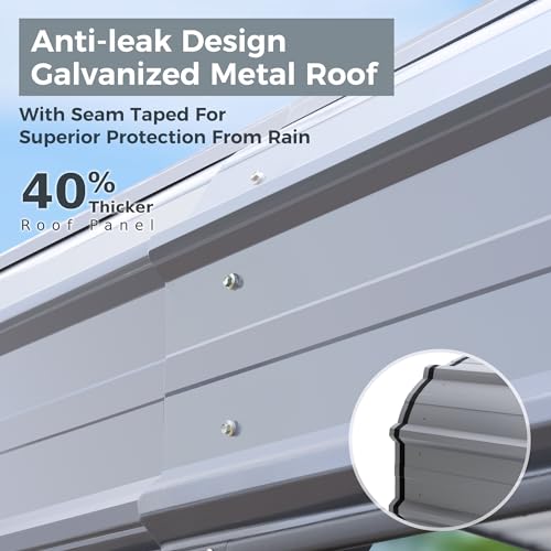 GREEN PARTY 12 x 25 ft Metal Carport Kits with Galvanized Steel Roof, Heavy Duty Metal Carport Canopy, Outdoor Car Tent Metal Garage Shelter for Car, SUV, Truck and Boats, Grey GREEN PARTY