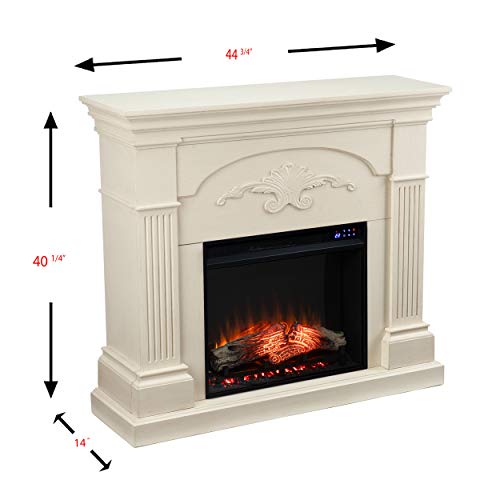 SEI Furniture Sicilian Harvest Traditional Style Electric Fireplace, New Ivory SEI Furniture