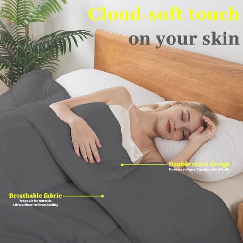 BedTreat Down Alternative Full Duvet Insert with Corner Tabs, All Season Quilted Bed Comforter Box-Stitched Full Comforter Grey, Machine Washable Microfiber Bedding BedTreat