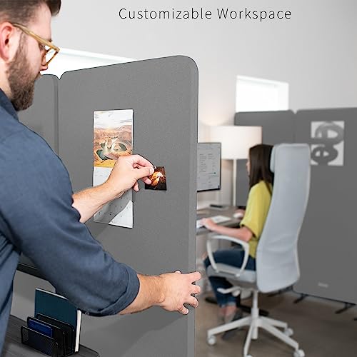 VIVO Freestanding 72 x 66 inch Privacy Panel, Cubicle Divider, Acoustic Wall Partition, x3 24 inch Panels, Gray, PP-3-T072G VIVO