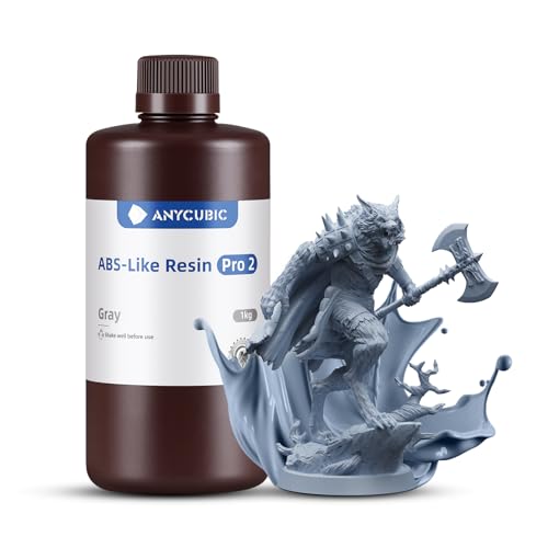 ANYCUBIC ABS-Like 3D Printer Resin Pro 2, Stronger and Tougher, High Precision and Long-Lasting, Low Odor, Wide Compatibility for All LCD Resin 3D Printers (Grey, 1kg) ANYCUBIC