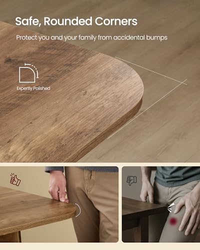 VASAGLE MAEZO Collection - Extendable Dining Table for 4/6/8, Kitchen Table with Tapered Legs, Curved Transitions, for Dining Room, Kitchen, Home Office, Honey Brown UKDT090K01V1 VASAGLE