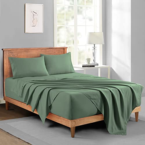 Manyshofu Extra Deep Pocket Full Size Sheets Set - Hotel Luxury 1800 Thread Count Sheets & Pillowcases - Kids Bedding Set up to 24" Mattress - Sage Green Bed Sheets 18-24 Inch Deep Pockets - 4 Piece Manyshofu