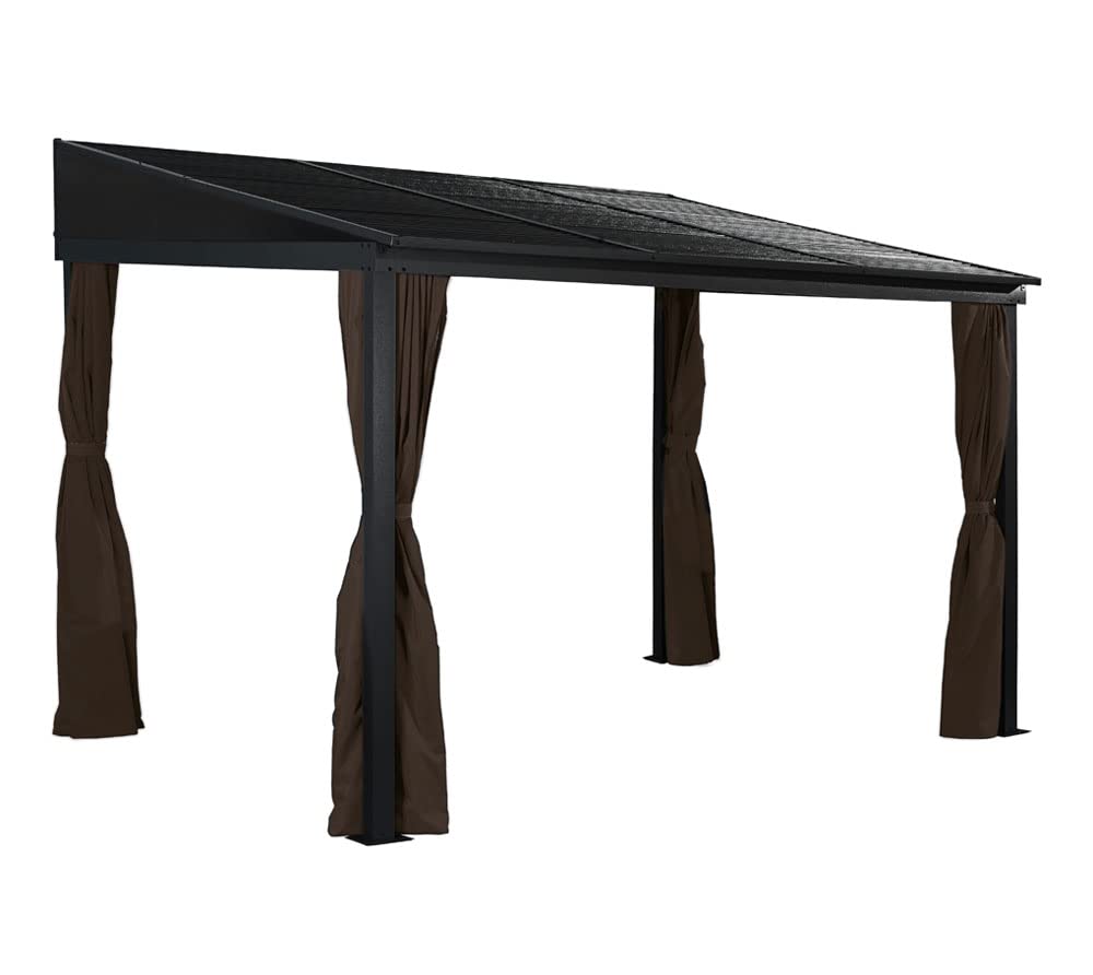 Sojag 10' x 12' Portland Gazebo Wall-Mounted Outdoor Weather-Resistant Aluminum Frame Sunroom Brown Sojag