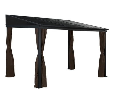 Sojag 10' x 12' Portland Gazebo Wall-Mounted Outdoor Weather-Resistant Aluminum Frame Sunroom Brown