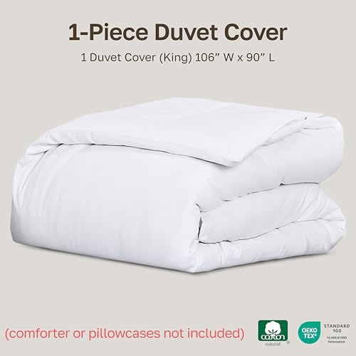 California Design Den Duvet Cover King Size Only - Winner Good Housekeeping Best Bedding Awards 2025, Premium 400 Thread Count Sateen, 100% Cotton Duvet Covers, Button Closure & Corner Ties - White California Design Den