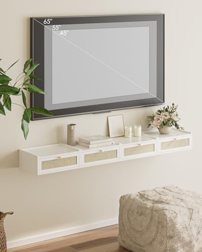 AEPOALUA Floating Nightstand,Wall Mounted Night Stand with Drawer,Small Floating Shelves,Floating Wood Bedside Table for Bedroom、Living Room、Bathroom(No Assembly) AEPOALUA