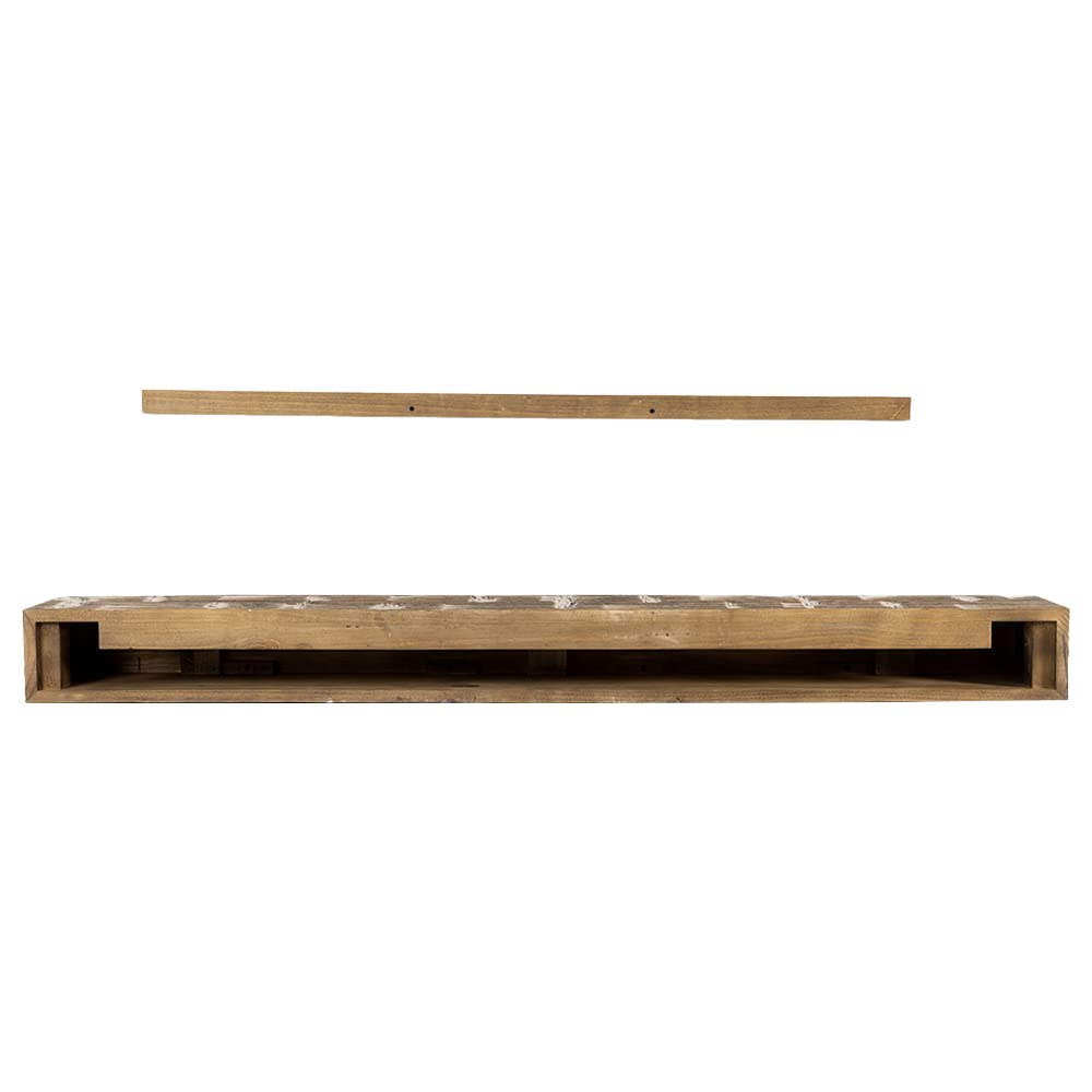 Country Living Wood Fireplace Mantel Shelf - Bodie 60 Inch Mocha Finish | Rustic Hand-Hewn and Distressed Pine Beam with Worn, Reclaimed Log Look; for Fireplaces, Hearths & Décor Country Living