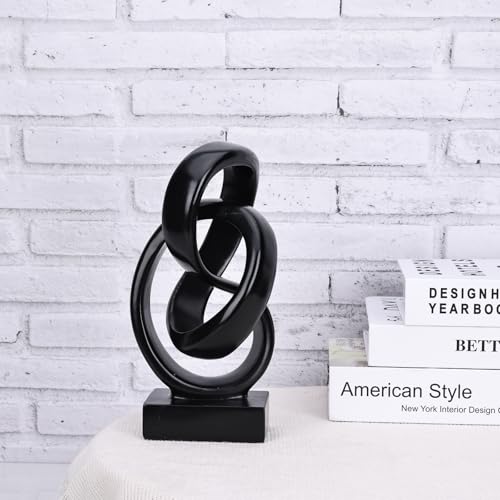DOVDOV Abstract Black Knot Sculpture, Geometric Decor, Black Decorative Piece for Living Room Coffee Table or Bookshelf Top, Office Coffee Table or Entryway Console Decor. DOVDOV