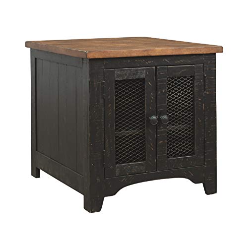 Signature Design by Ashley Valebeck Farmhouse Rectangular End Table with Storage, Distressed Brown & Black Finish Signature Design by Ashley