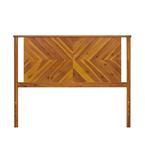 Bme Vivian Rustic Scandinavian Queen Headboard in Solid Acacia Wood, Golden Brown Finish Bme