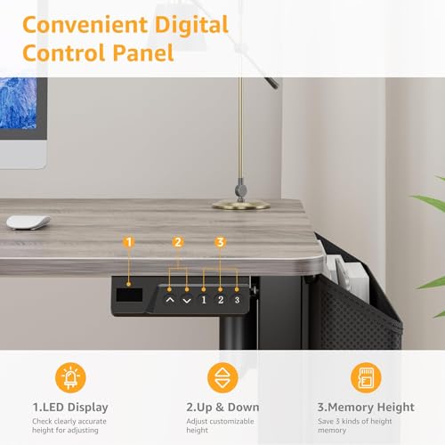 KLUVIS Grey Electric Compact Standing Desk - 40 Inch Small Office Computer Sit to Stand Desk for Work Study Writing, Mini Sit to Stand Desks Workstation Table for Adult Boys Girls Home Office Bedroom KLUVIS