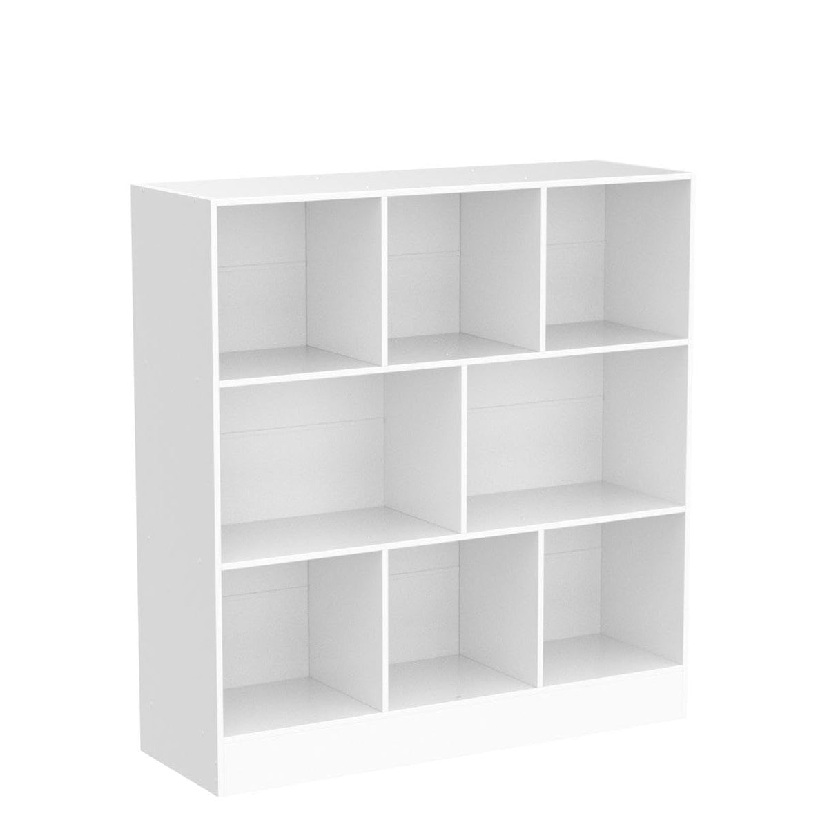 YAHARBO White 3 Tier Bookshelf,Wide Modern Horizontal Bookcase,Wood Low Book Shelf,Wide Display Storage Cabinet with Base,Floor Standing 8 Cube Large Bookcases Organizer for Bedroom,Living Room,Office YAHARBO