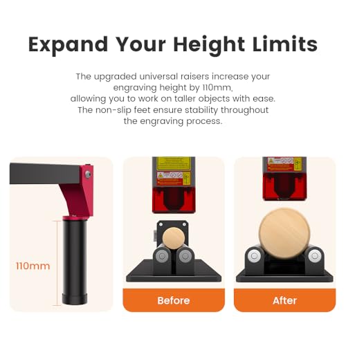 Algolaser 10W Laser Engraver Machine - Laser Engraver/Cutter with Rotary Roller & Laser Engraver Riser - Laser Engraving Machine with 3.5" Smart Touchscreen & AlgoOS,Laser Engraver for Wood & Metal AlgoLaser