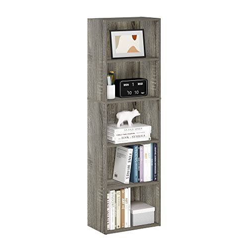 Furinno Luder 5-Tier Open Shelf Bookcase in French Oak Furinno