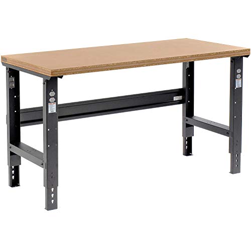 Global Industrial Adjustable Height Workbench C-Channel Leg, 60" W x 36" D, 1-1/2" Shop Top Square Edge, Black Global Industrial