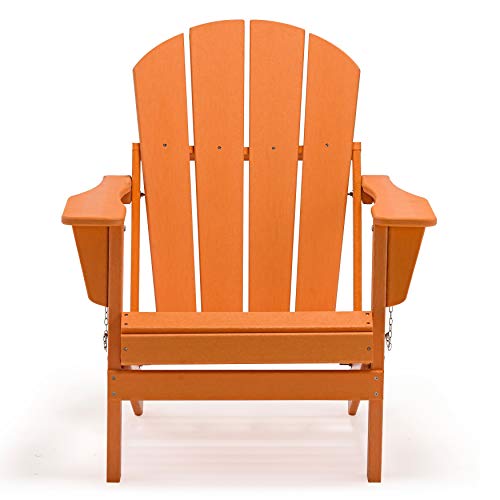 WestinTrends Outdoor Adirondack Chair, Plastic Fire Pit Chair, Weather Resistant Folding Patio Lawn Chair for Outside Deck Garden Backyard Balcony, Orange WestinTrends