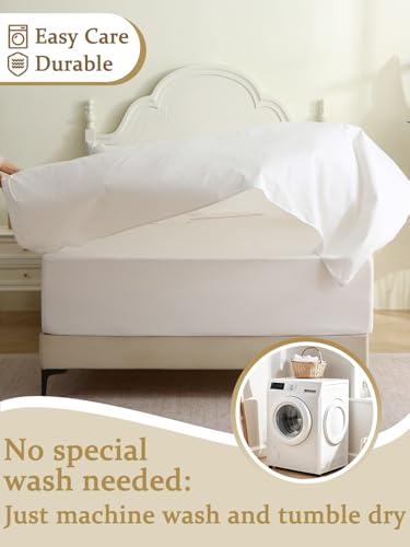 Bedecor Deep Pocket Full 100% Cotton Sheet Set for Hot Sleepers - Fits up to 24 Inch Extra Deep Mattress - 6 Piece Breathable Bedding Set with Fitted Sheet, Flat Sheet & Pillowcases White Bedecor